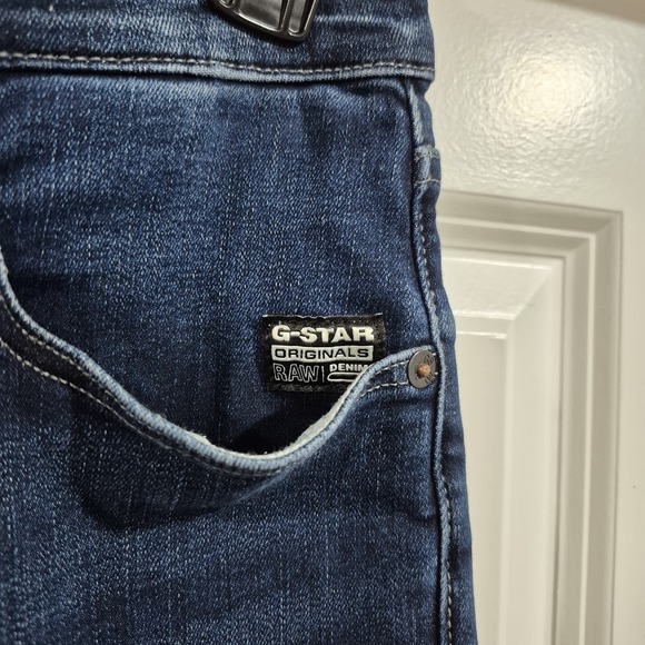 G Star Raw Jeans Mens 31x32 Slim 3301 Stretch Skinny Denim Button Fly Dark Wash - Picture 6 of 13